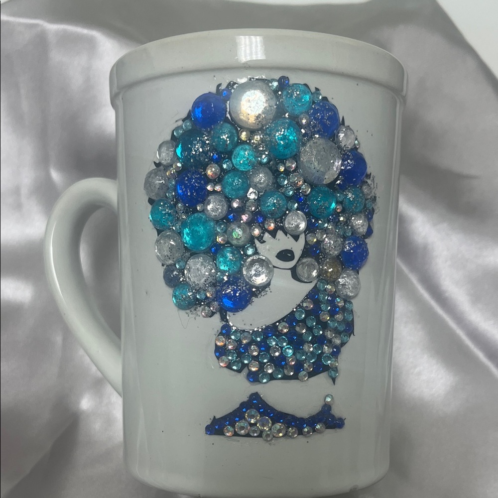 Bling Coffee Mug Blue and Silver
